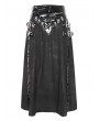 Devil Fashion Black Gothic Punk Buckle Slit A-Line Long Skirt for Men