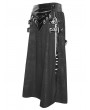 Devil Fashion Black Gothic Punk Buckle Slit A-Line Long Skirt for Men