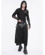 Devil Fashion Black Gothic Punk Mesh Splicing Casual Hooded T-Shirt for Men