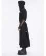 Devil Fashion Black Gothic Punk Mesh Splicing Casual Hooded T-Shirt for Men