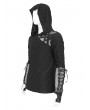 Devil Fashion Black Gothic Punk Mesh Splicing Casual Hooded T-Shirt for Men