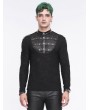 Devil Fashion Black Gothic Punk Textured Long Sleeve Knitted T-Shirt for Men