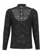 Devil Fashion Black Gothic Punk Textured Long Sleeve Knitted T-Shirt for Men