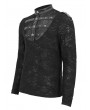 Devil Fashion Black Gothic Punk Textured Long Sleeve Knitted T-Shirt for Men