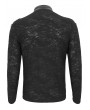 Devil Fashion Black Gothic Punk Textured Long Sleeve Knitted T-Shirt for Men