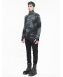 Devil Fashion Dark Gothic Punk Tie-Dye Irregular Turtleneck T-Shirt for Men