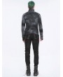 Devil Fashion Dark Gothic Punk Tie-Dye Irregular Turtleneck T-Shirt for Men