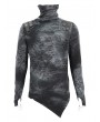 Devil Fashion Dark Gothic Punk Tie-Dye Irregular Turtleneck T-Shirt for Men