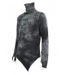 Devil Fashion Dark Gothic Punk Tie-Dye Irregular Turtleneck T-Shirt for Men