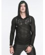 Devil Fashion Black Gothic Striped Long Sleeve Daily Wear Hooded T-Shirt for Men