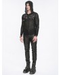 Devil Fashion Black Gothic Striped Long Sleeve Daily Wear Hooded T-Shirt for Men