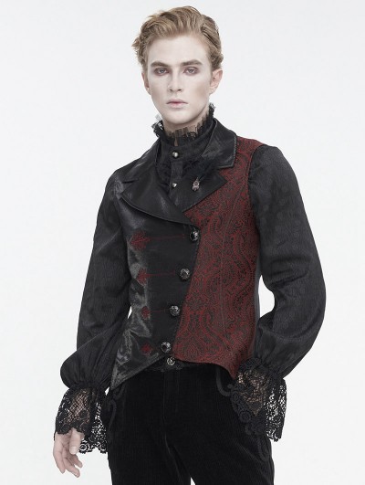 Devil Fashion Black Retro Embroidery Feather Gothic Party Lapel Waistcoat for Men