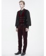 Devil Fashion Wine Red Victorian Gothic Velvet Button Up Party Waistcoat for Men