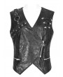 Devil Fashion Black Gothic Punk Asymmetric Zipper Slim Fit  Waistcoat for Men