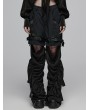 Punk Rave Black Gothic Grunge Drawstring Flared Detachable Cargo Pants for Women