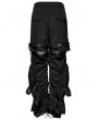 Punk Rave Black Gothic Grunge Drawstring Flared Detachable Cargo Pants for Women