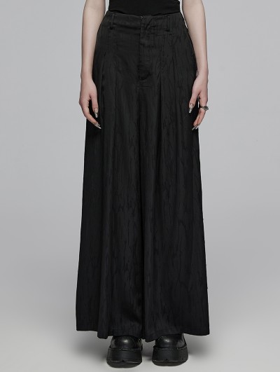 Punk Rave Black Gothic Chinese Style Daily Wear Wide Leg Pants for Women