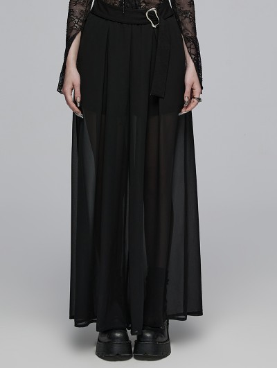 Punk Rave Black Gothic Chiffon Loose Fitting Daily Wear Pants for Women