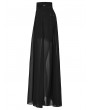 Punk Rave Black Gothic Daily Wear Flowing Chiffon A-Line Pant-Skirt