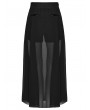 Punk Rave Black Gothic Daily Wear Flowing Chiffon A-Line Pant-Skirt