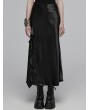Punk Rave Black Gothic Draping Cut Asymmetric Side Split Long Skirt