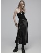 Punk Rave Black Gothic Draping Cut Asymmetric Side Split Long Skirt