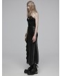 Punk Rave Black Gothic Draping Cut Asymmetric Side Split Long Skirt