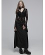 Punk Rave Black Gothic Daily Wear Cross Strap Mid Waist A-Line Long Skirt