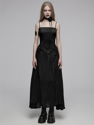 Punk Rave Black Gothic Grunge Daily Wear Long Slip Dress