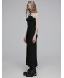 Punk Rave Black Gothic Knitted Diagonal Pleated Split Long Fitted Skirt