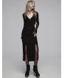 Punk Rave Black Gothic Sexy Elegant V-neck Wrap Long Dress