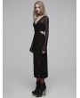 Punk Rave Black Gothic Sexy Elegant V-neck Wrap Long Dress