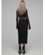 Punk Rave Black Gothic Sexy Elegant V-neck Wrap Long Dress