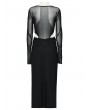 Punk Rave Black Gothic Sexy Elegant V-neck Wrap Long Dress