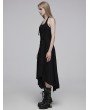 Punk Rave Black Gothic Daily Irregular Patchwork Halter Slip Long Dress