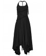 Punk Rave Black Gothic Daily Irregular Patchwork Halter Slip Long Dress