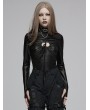 Punk Rave Black Gothic Faux Leather Hollow Long Sleeve T-Shirt for Women