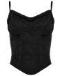 Punk Rave Black Gothic Cupro Fitted Vest Top with Spaghetti Straps for Women