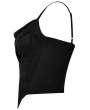 Punk Rave Black Gothic Cupro Fitted Vest Top with Spaghetti Straps for Women