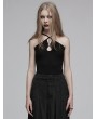 Punk Rave Black Gothic Chinese Style Water-Drop Hollow Out Camisole for Women