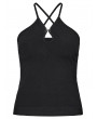 Punk Rave Black Gothic Chinese Style Water-Drop Hollow Out Camisole for Women