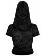 Punk Rave Black Gothic Swing Collar Hooded Short Sleeves T-Shirt for Women