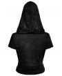 Punk Rave Black Gothic Swing Collar Hooded Short Sleeves T-Shirt for Women