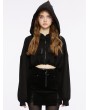 Punk Rave Black Gothic Chinese Style Short Loose Sweater Cardigan for Women