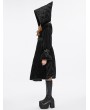 Punk Rave Black Gothic Winter Warm Hooded Jacket with Detachable Belt for Women