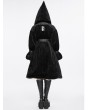 Punk Rave Black Gothic Winter Warm Hooded Jacket with Detachable Belt for Women