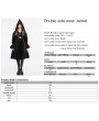 Punk Rave Black Gothic Winter Warm Hooded Jacket with Detachable Belt for Women