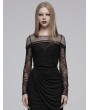 Punk Rave Black Gothic Lace Mesh Slim Fitted T-Shirt for Women