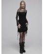 Punk Rave Black Gothic Lace Mesh Slim Fitted T-Shirt for Women