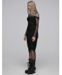 Punk Rave Black Gothic Lace Mesh Slim Fitted T-Shirt for Women